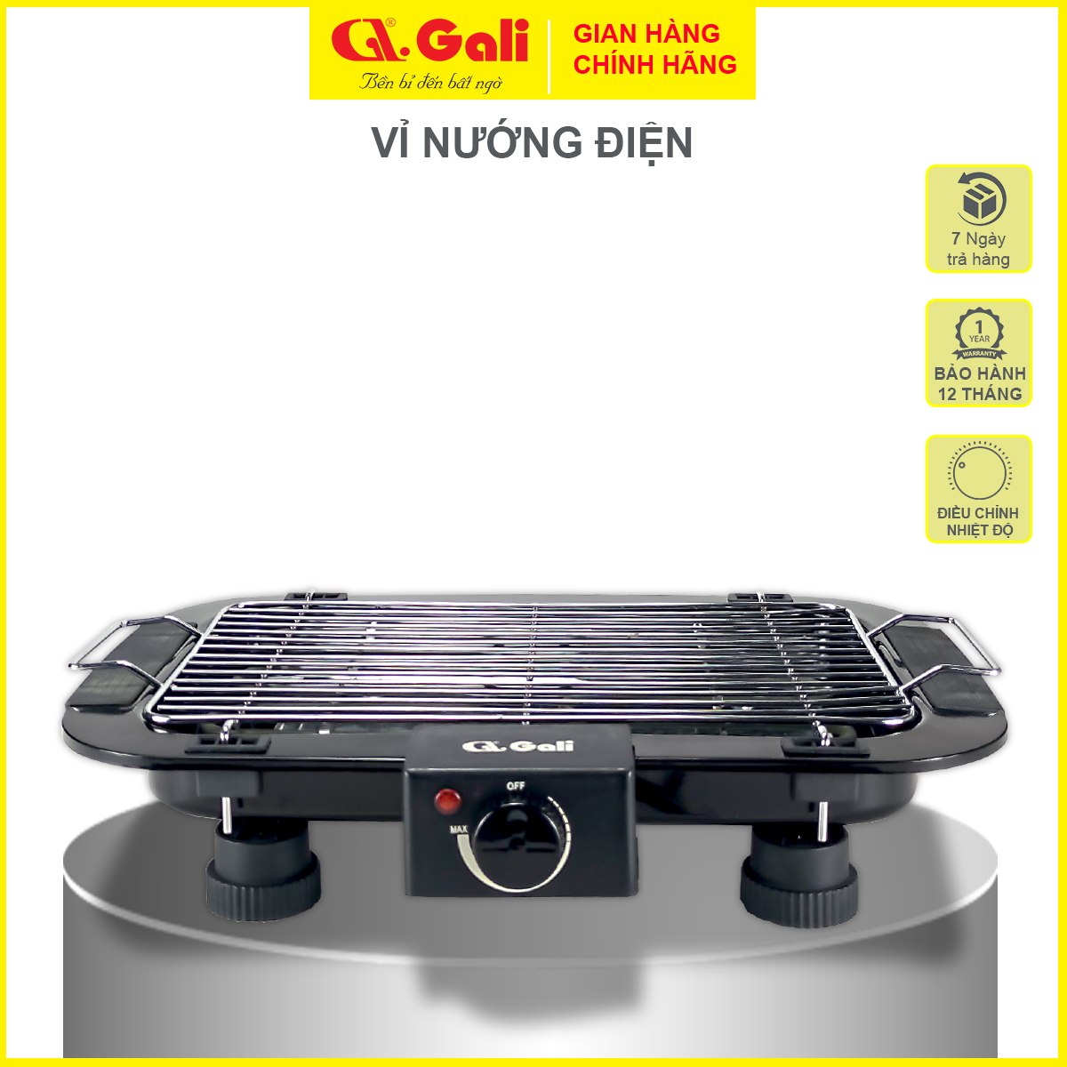 Vỉ nướng điện đa năng Gali GL-5021. Thân bằng thép sơn tĩnh điện chịu nhiệt, thiết kế gọn nhẹ, sử dụng tiện lợi, di chuyển cất giữ và vệ sinh dễ dàng, dây nguồn bằng đồng 100%. Bảo hành chính hãng. Vỉ Nướng Đa Năng, Vỉ Nướg Thịt, Vỉ Nướng Điện Gia Đình