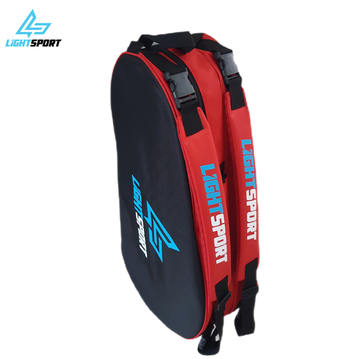 Bao vợt cầu lông, tennis lightsport 4 ngăn màu đỏ đen