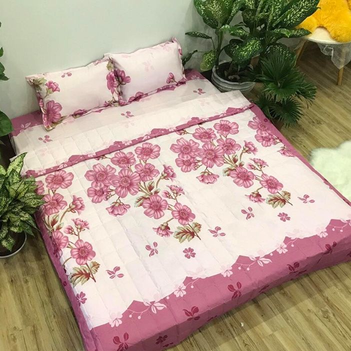 Bộ Chăn Ga Gối Cotton Poly - Đào Hồng , Chất Liệu Bền Đẹp Nhiều Kích Thước , CA Bedding - Decor