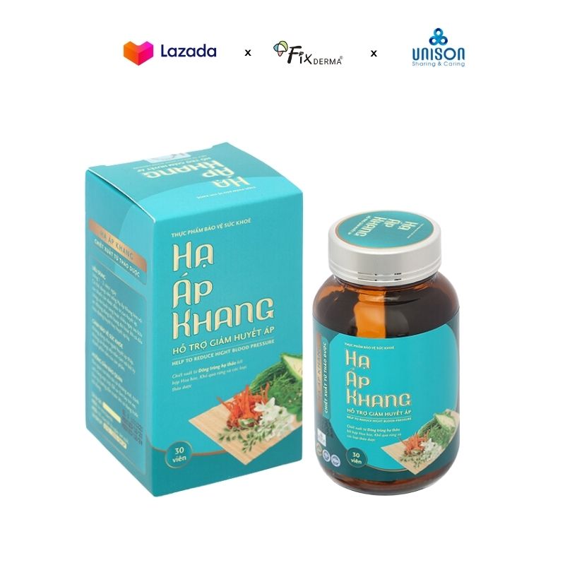 Viên uống thảo dược kết hợp đông trùng hạ thảo, hỗ trợ cao huyết áp, hạ huyết áp giúp ổn định, điều hòa huyết áp Hạ Áp Khang hộp 30 viên - Fixderma Việt Nam