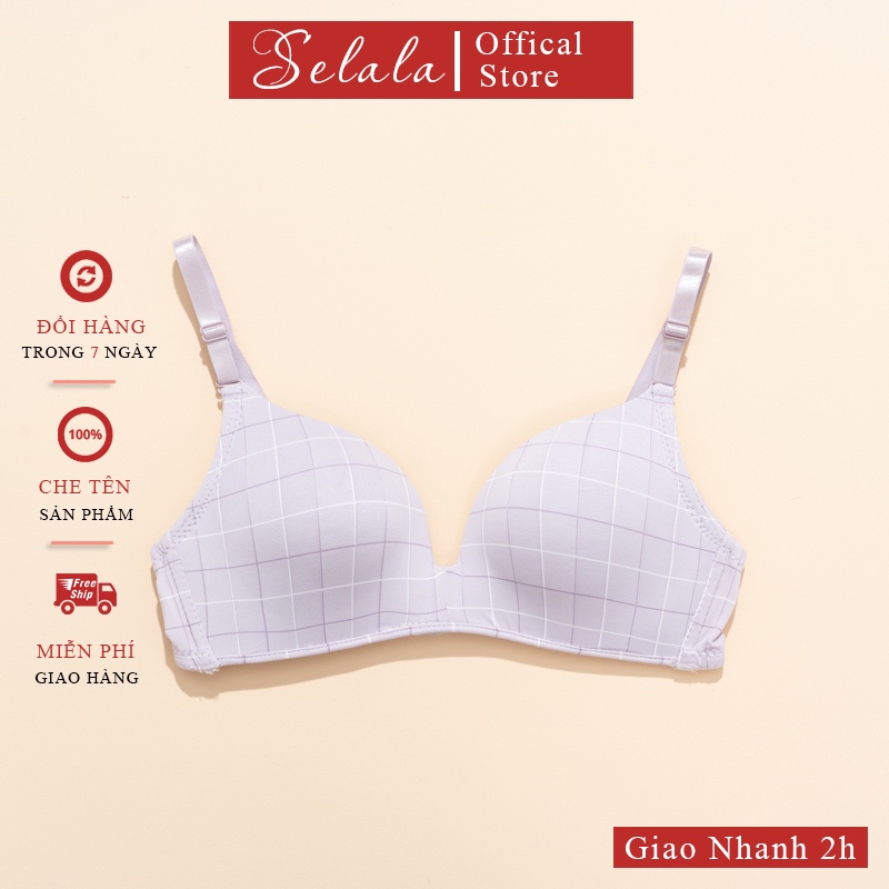 Áo Lót Su Nữ Selala Kẻ Đệm Mỏng Nâng Ngực Chống Xệ AM15