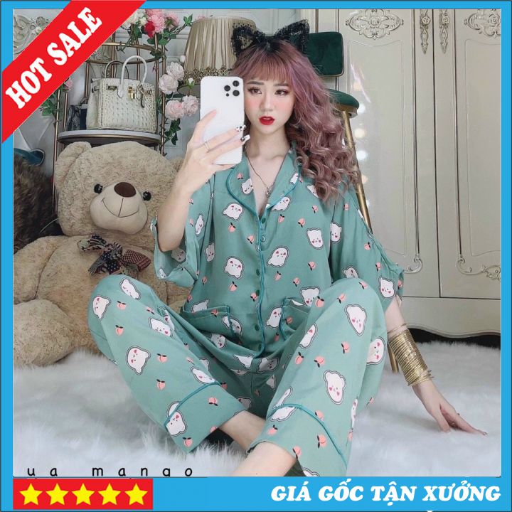 Đồ bộ nữ pijama lụa mango nhiều màu nhiều họa tiết cánh dơi quần dài