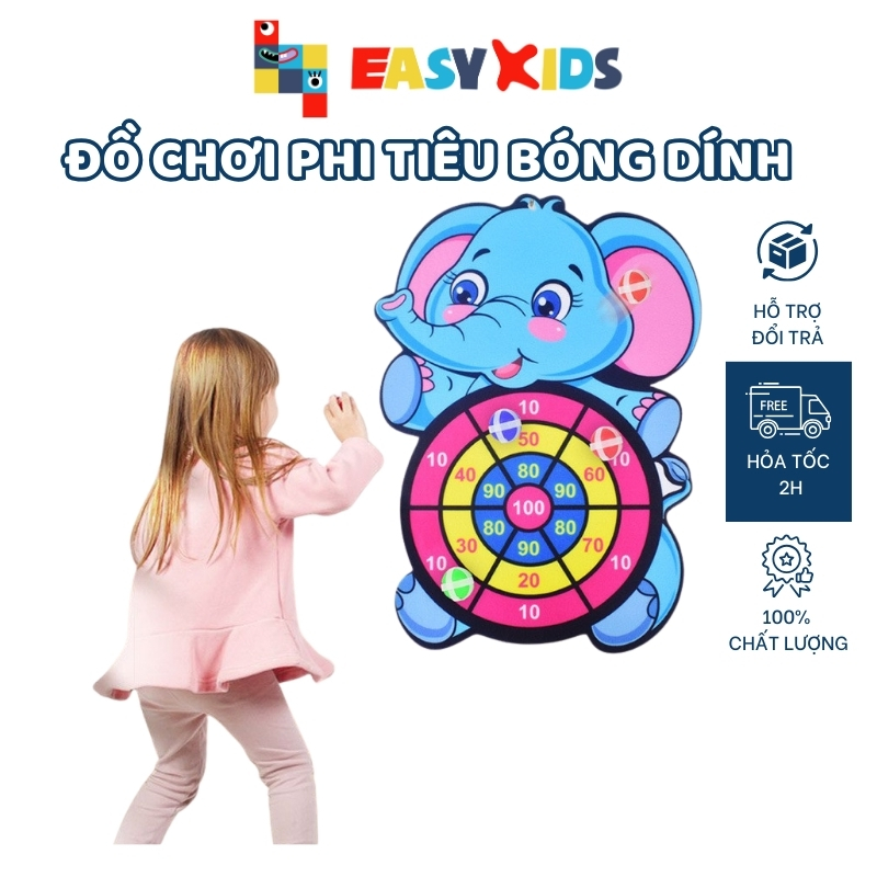 Đồ chơi Bảng phi tiêu bóng dính cho bé, bảng ném bóng gai tính điểm hình con vật ngộ nghĩnh tặng kèm 3 trái bóng