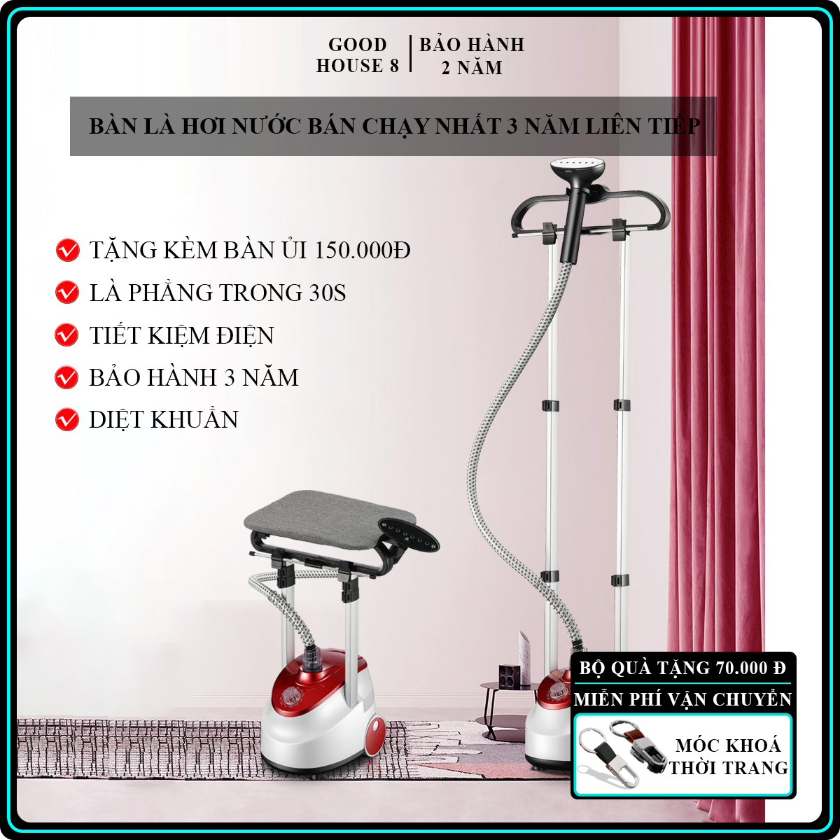 Bàn là hơi nước kiểu đứng cao cấp.bàn ủi hơi nước kiểu đứng công suất 1800W, dung tích 2L, cảm biến nhiệt thông minh, bảo hành 2 năm