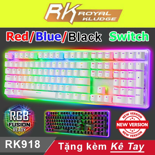 Bàn phím cơ royal kludge rk918 led rgb - phím cơ rk 918 có kê tay