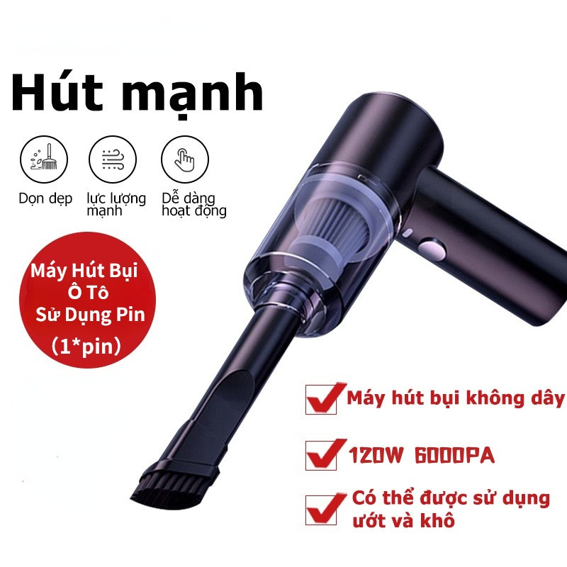 Máy hút bụi cầm tay mini 120W không dây sạc điện, Máy hút bụi mini cầm tay lực hút siêu mạnh sử dụng hút bụi ô tô, Máy hút bụi xe hơi, Máy hút bụi tích điện