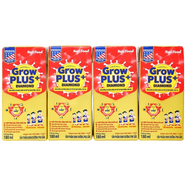 Lốc Sữa bột pha sẵn GrowPlus Diamond 180ml