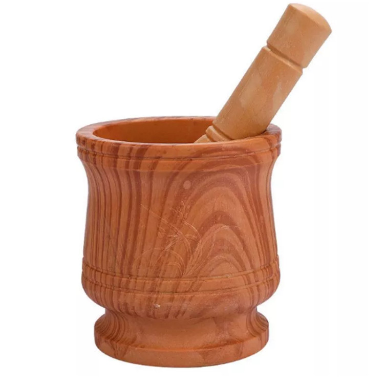 [HCM]Bộ cối chày nhựa đá (kẻ viền ngang) - Dụng cụ nhà bếp