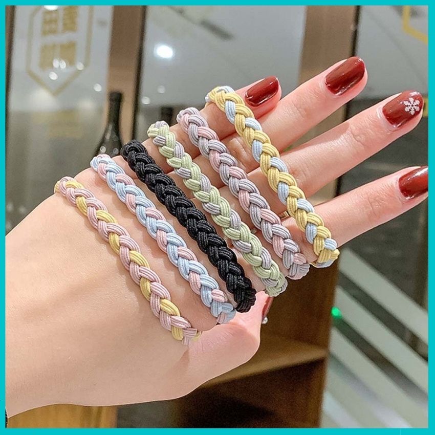 [HCM]Dây Cột Tóc Nữ Đan Dây Phối Màu Độc Đáo Sành Điệu Sợi Thun Co Giãn Siêu Bền Phù Hợp Với Mọi Lứa Tuổi Phụ Kiện Tóc Hàn Quốc Xinh Lung Linh