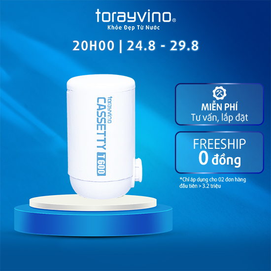 Bộ lọc thay thế MKC.TJ Torayvino khuyên dùng cho việc nấu ăn, công suất lọc 600 lít, lọc được 7/13 tạp chất độc hại