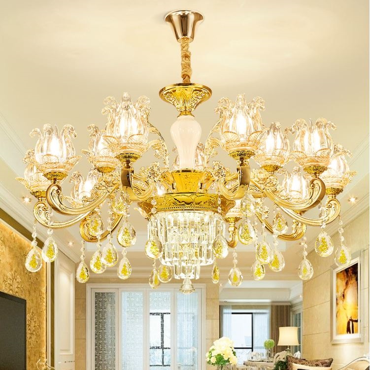 Đèn chùm Calantha phong cách Châu Âu trang trí nội thất hiện đại, sang trọng loại 15 tay - kèm bóng LED chuyên dụng.