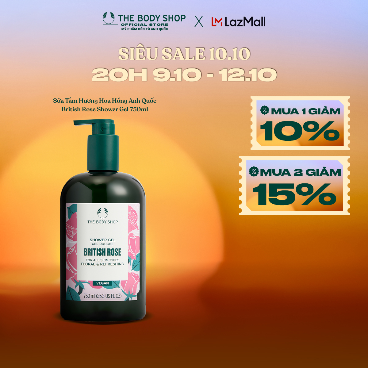 Sữa Tắm Hương Hoa Hồng Anh Quốc British Rose Shower Gel 750ML The Body Shop