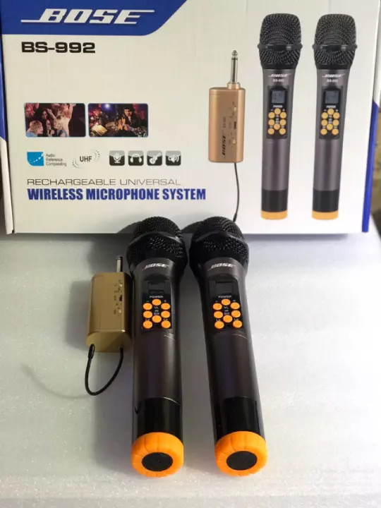 Mua bộ 2 micro không dây đa năng micro không dây bose bs-992 chất lượng thu tốt loại bỏ âm nhiễu tạp âm bộ micro cao cấp cho các loại loa kéo amply karaoke đều được