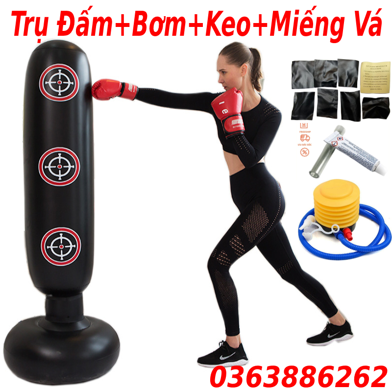 Trụ Đấm Bốc Võ thuật - Trụ Hơi Đấm Bốc Tự Cân Bằng Thế Hệ Mới Pro X phiên bản 5.0 - tặng kèm bơm, keo, miếng vá dự phòng