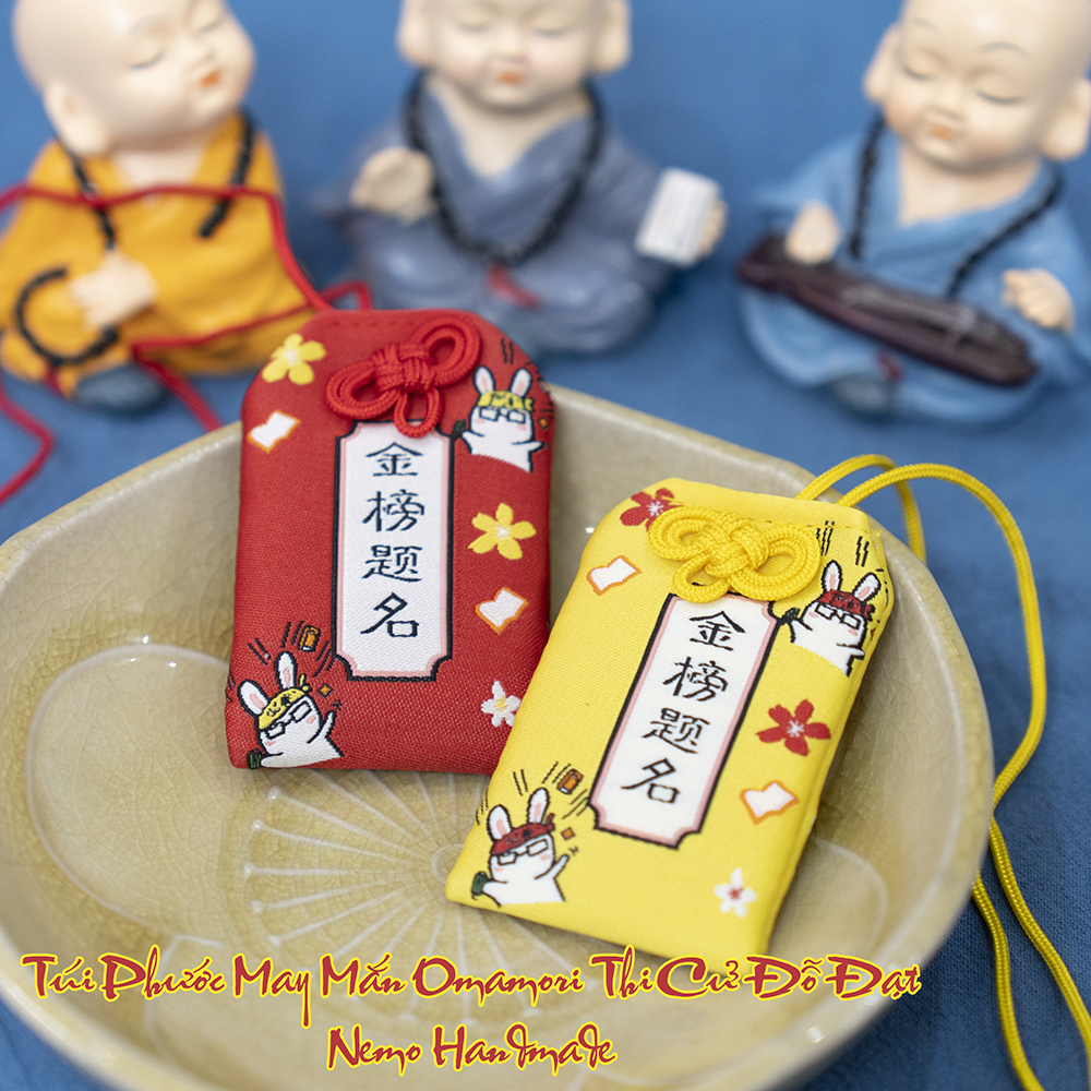 Túi phước omamori thi cử đỗ đạt, kèm quà tặng nemo handmade - omht2m