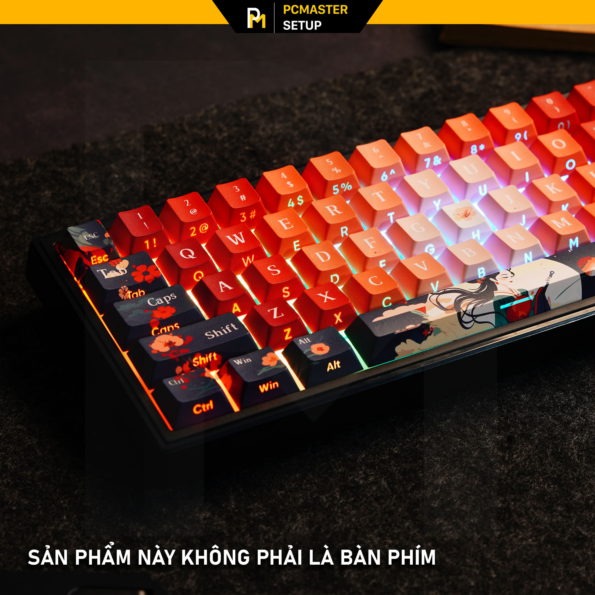 Keycap pbt xuyên led MoonLight họa tiết in dyesub xuyên led side print, keycap cherry doubleshot