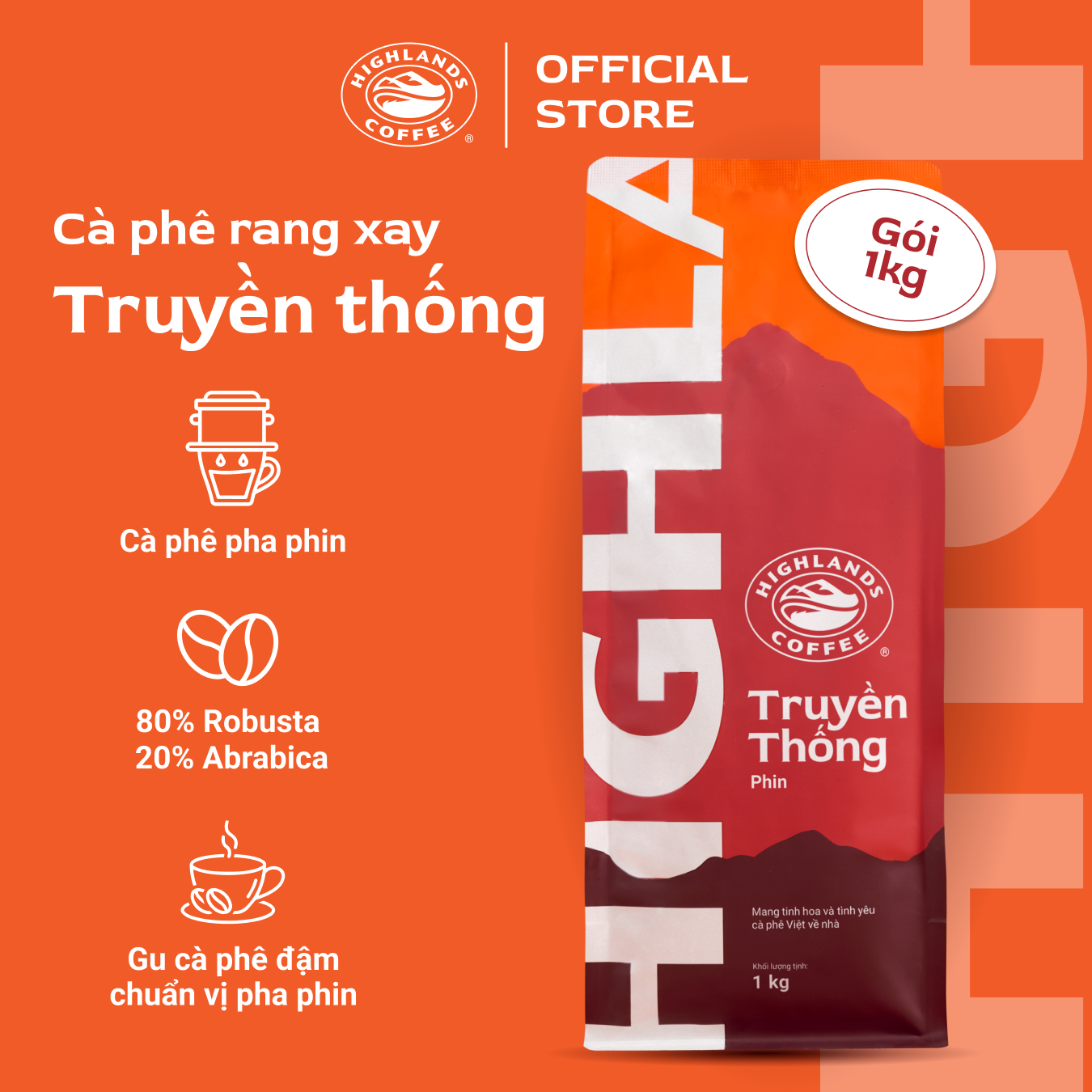 DEAL HỜI ĐÓN NOEL Cà phê rang xay Truyền thống Highlands Coffee 1Kg. Quà nếu có hiển thị tại giỏ hàng khách kiểm tra kĩ nhé