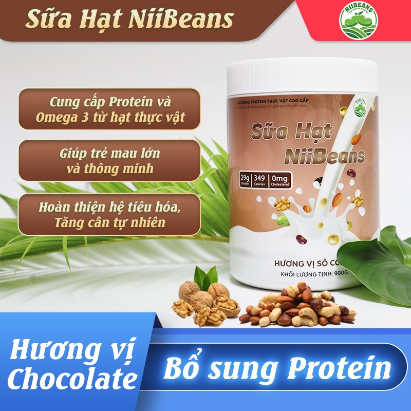 Sữa hạt niibeans tăng cân hương vị sô cô la 900g