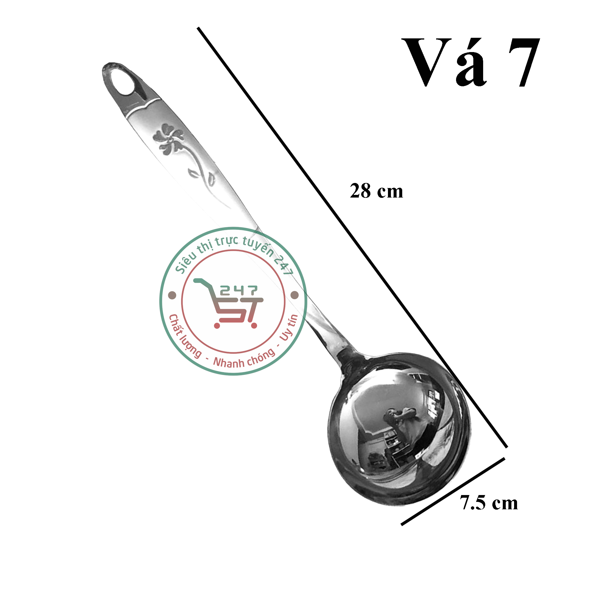 Vá múc canh inox sạn xúc trứng inox cán hoa sáng bóng không gỉ là đồ dùng nhà bếp cao cấp tiện dụng|Siêu thị trực tuyến 247