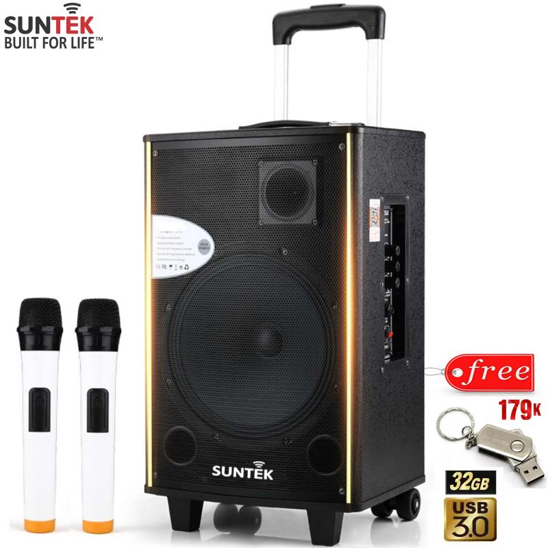 Loa kéo karaoke bluetooth suntek k2 + tặng 2 micro không dây - hàng chính hãng - bảo hành 1 năm