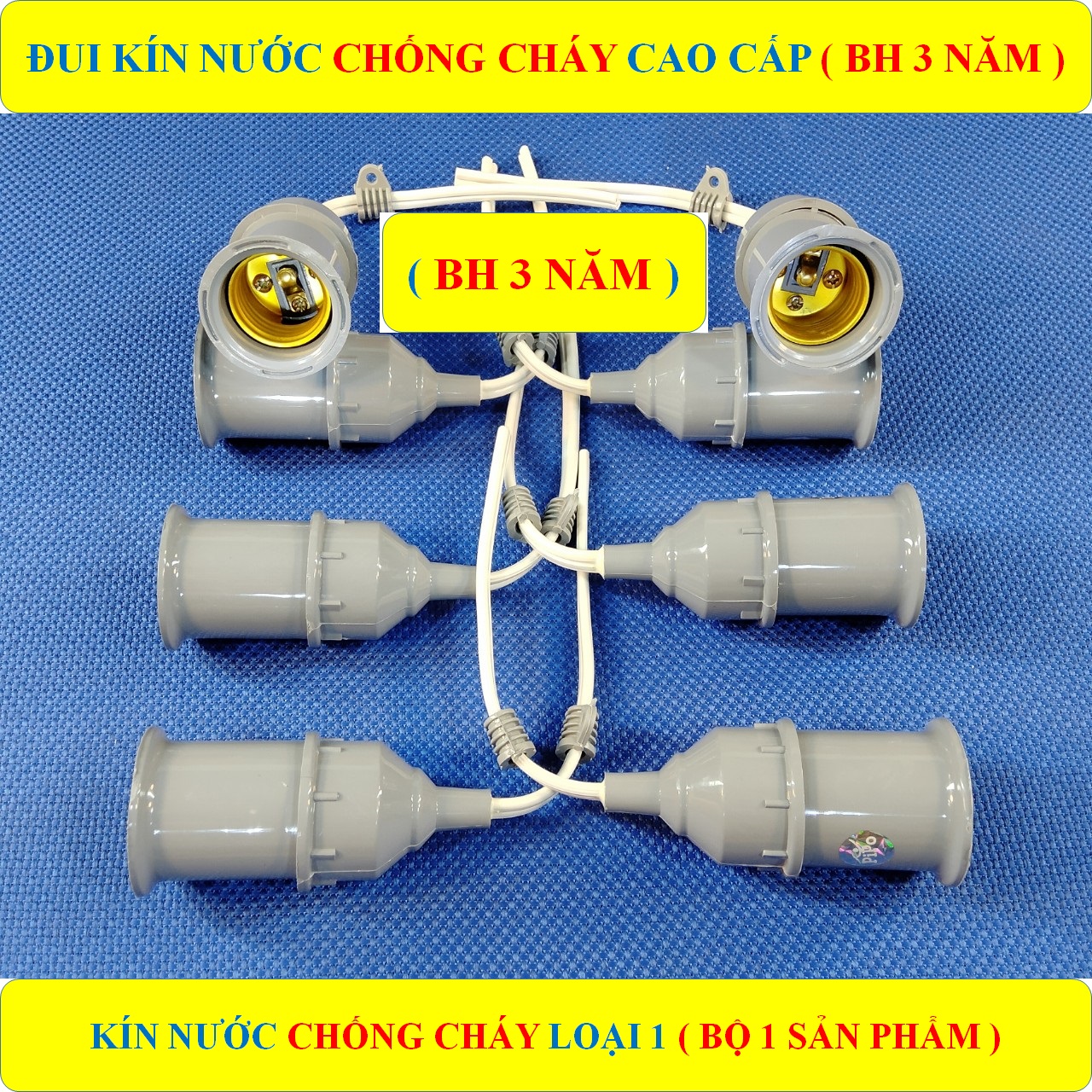 Đui Xoáy treo KÍN NƯỚC CHỐNG CHÁY LOẠI 1 đui E27 CAO CẤP+ BH 3 NĂM (bộ 1 sản phẩm)