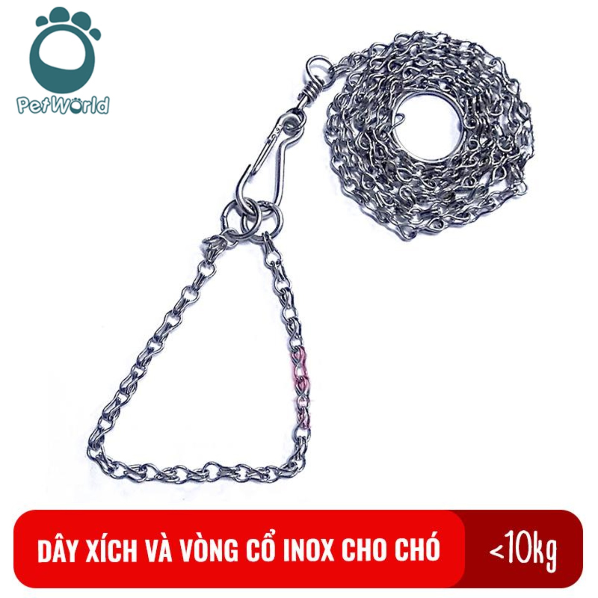 Dây xích và vòng cổ inox Kún Miu cỡ S dành cho chó dưới 10kg