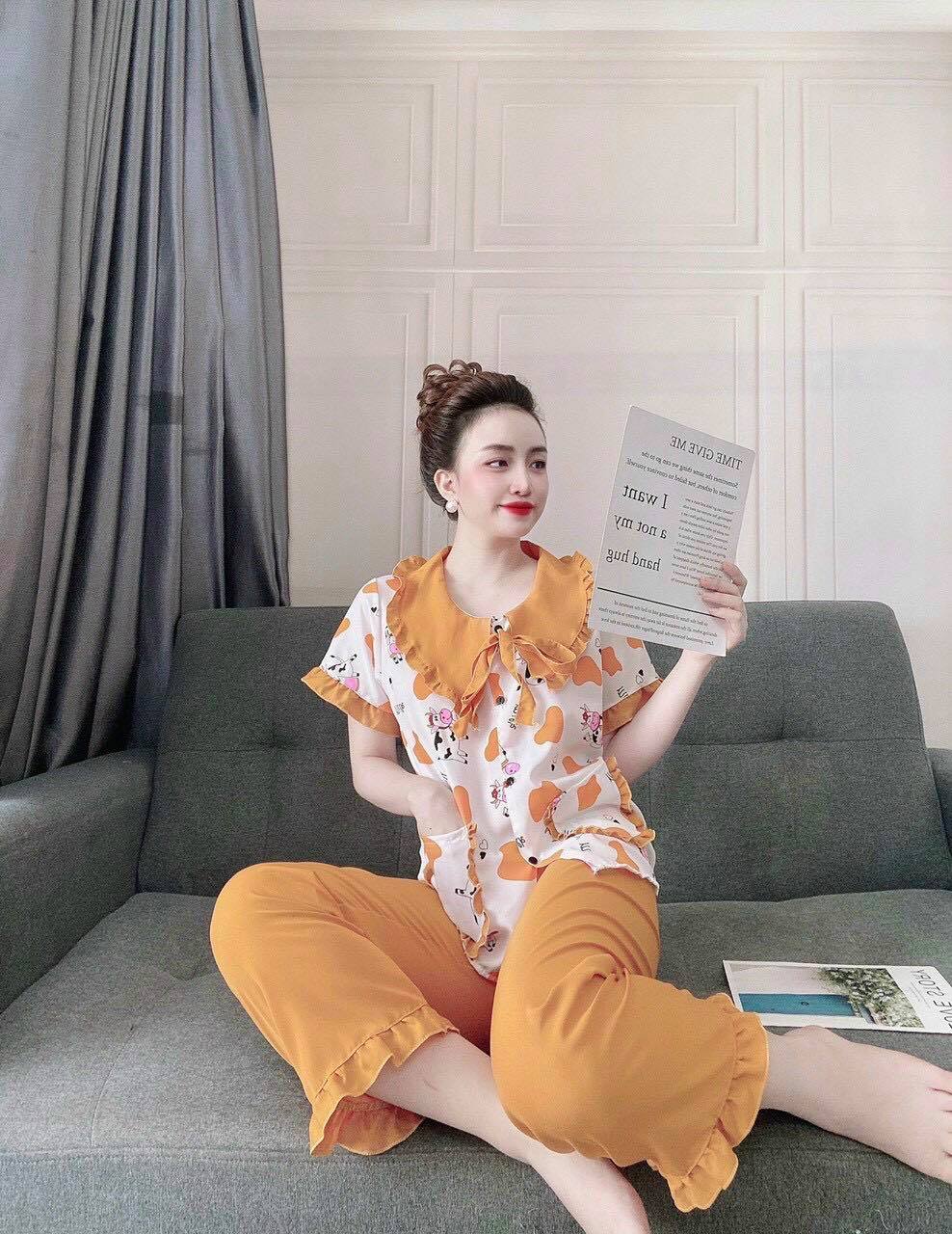 Set bộ thời trang ngắn tay họa tiết bò sữa thời trang