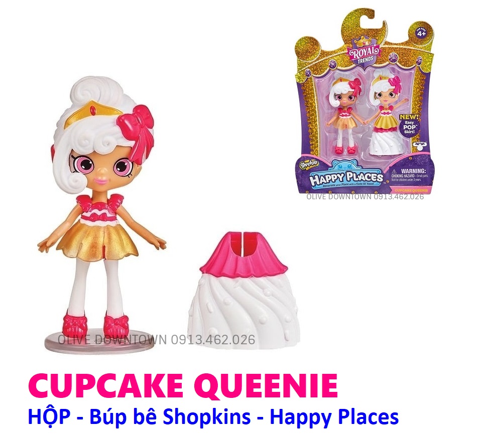 Hộp * Bộ Búp bê Công chúa CUPCAKE QUEENIE kèm phụ kiện - SHOPKINS - Đồ chơi VNXK