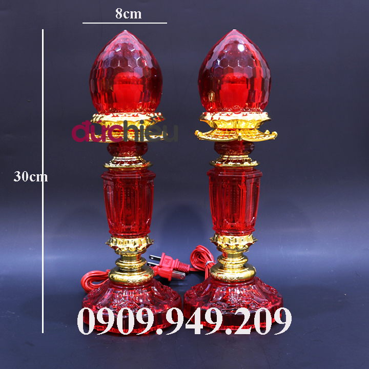 Bộ 2 đèn trái đào để bàn thờ loại to led - 30cm | đức hiếu shop