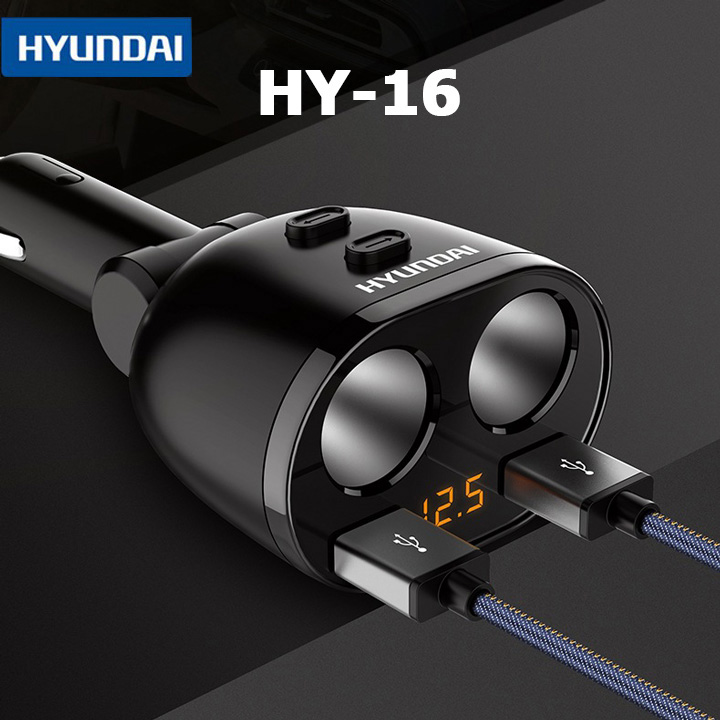 Tẩu sạc chia cổng ô tô 2 cổng USB 2 lỗ chân tẩu  cao cấp HY16. Thiết kế linh hoạt hợp lý với phần đầu có thể xoay giúp bạn có thể điều chỉnh hướng sạc phù hợp.