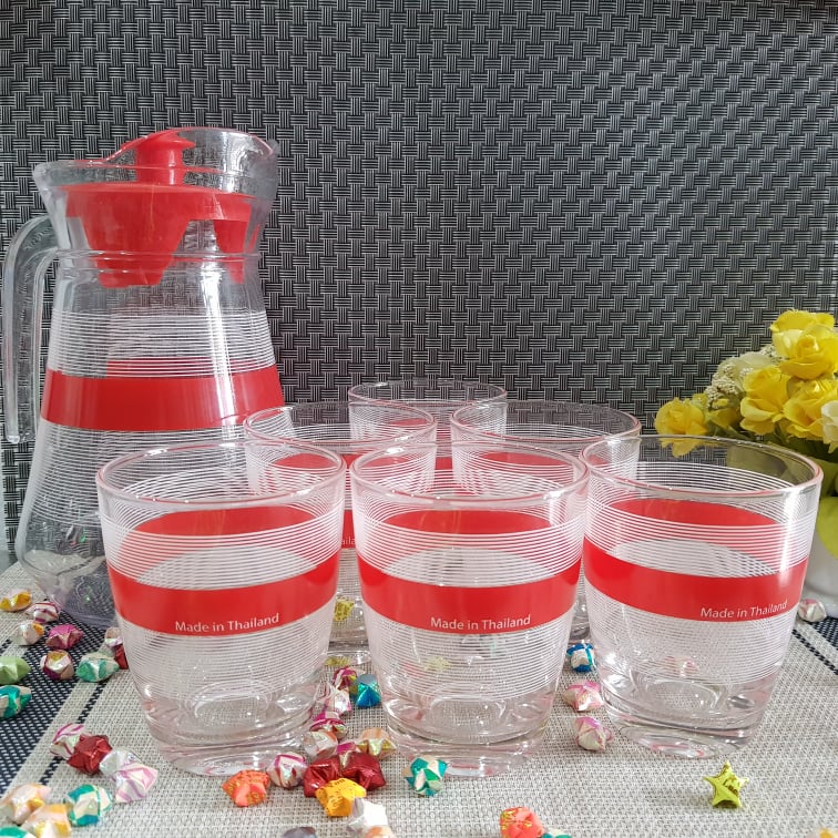 Bộ Bình Ly Thủy Tinh Thái Lan ( 1 Bình và 6 Ly )