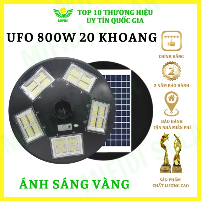 Đèn UFO 800W ánh sáng vàng Chính Hãng Mifidi Solar, Siêu phẩm đèn trang trí, hoàn thiện không gian sống hiện đại, thời thượng - BH 2 Năm