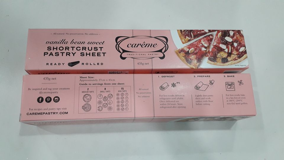 Bánh Ngàn Lớp Vani Ngọt Carême 435gr / Sweet Vanilla Bean Shortcrust Pastry Sheet /Expiry date: 04/03/2022