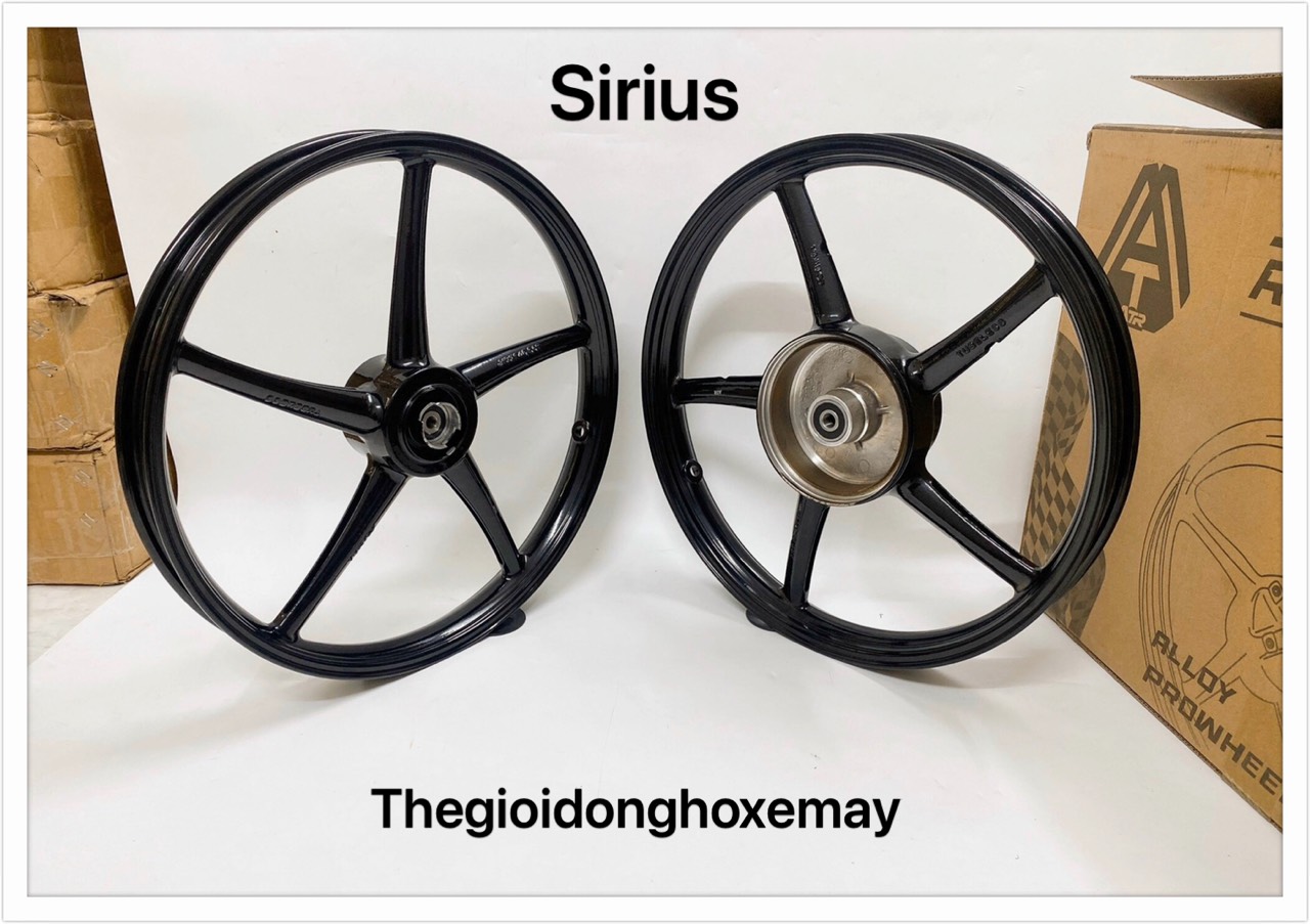 Mâm vành xe máy 5 cây đúc atr sirius 1.4-.16 trắng đen
