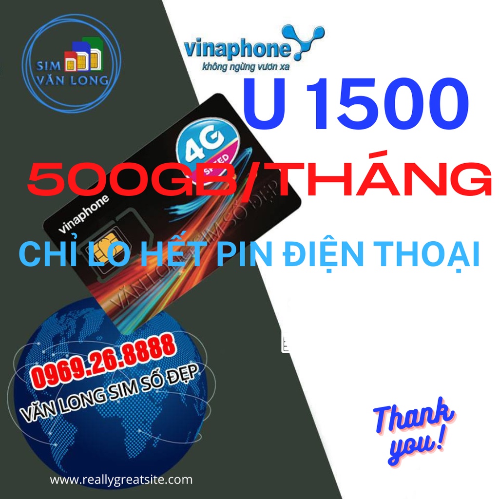 Sim 4g vinaphone u1500 500gb/tháng thả ga data - trọn gói 12 tháng không cần nạp tiền