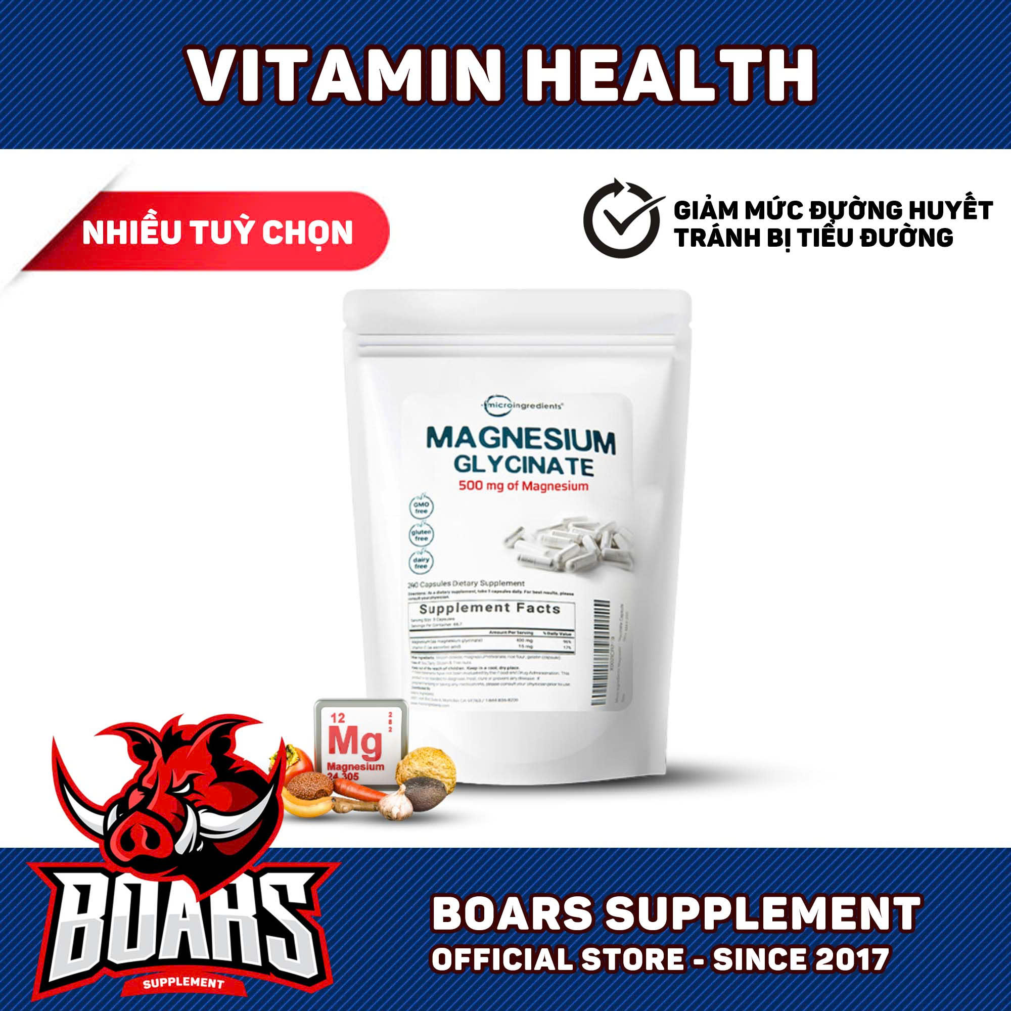 Micro ingreagents magnesium glycinate-enhance cardiac health, muscle, anti-virus
