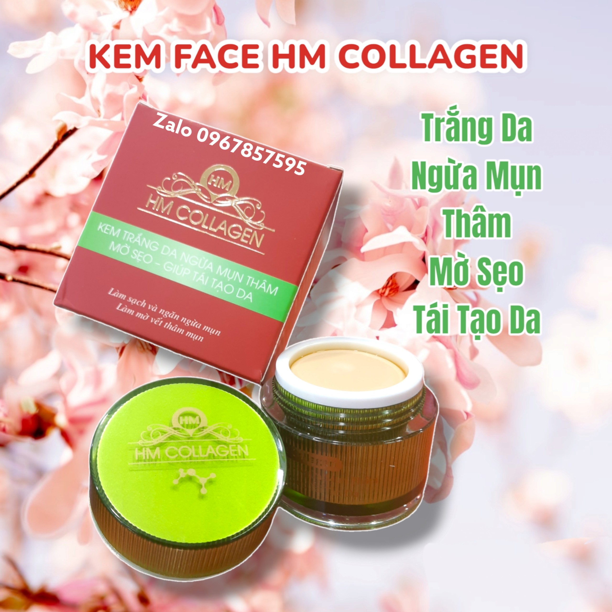 KEM FACE HM COLLAGEN [ KEM MỤN - THÂM - MỜ SẸO - TÁI TẠO DA ] 18Gr