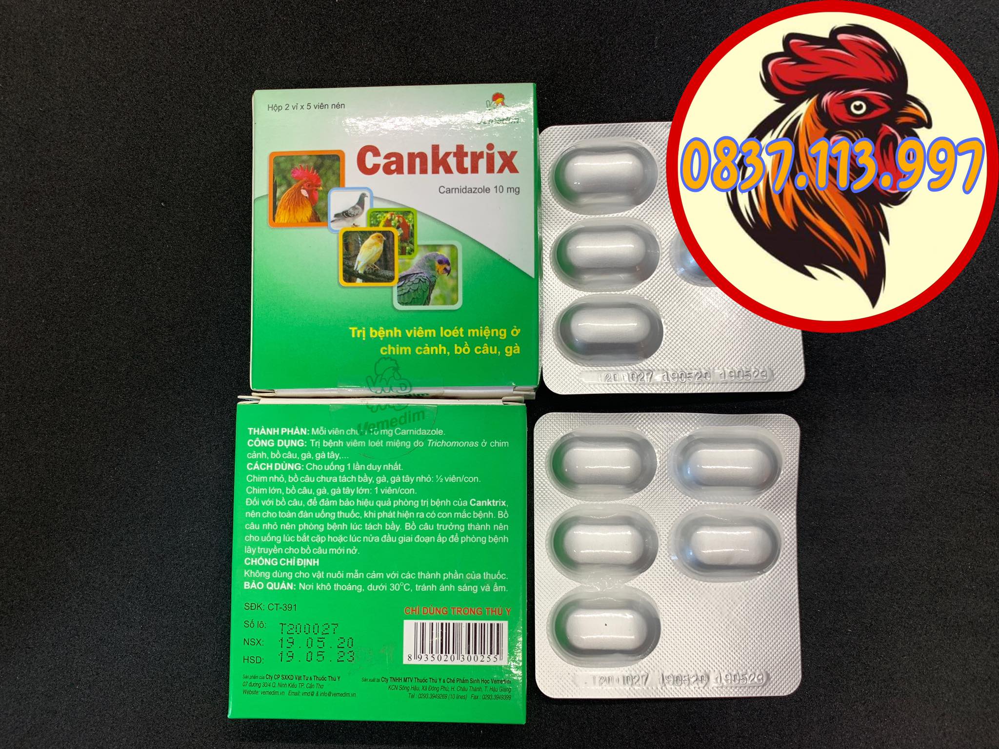Canktrix nấm, đẹn họng cho gà đá 10 viên