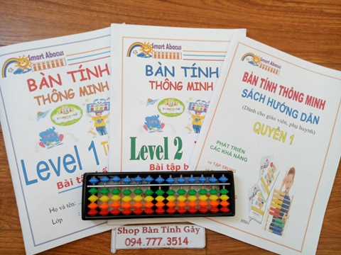 Bàn tính Soroban sắc màu tặng kèm hướng dẫn và bài tập thực hành, chất liệu nhựa cứng, trơn dễ gảy làm cho việc tính toán nhanh hơn