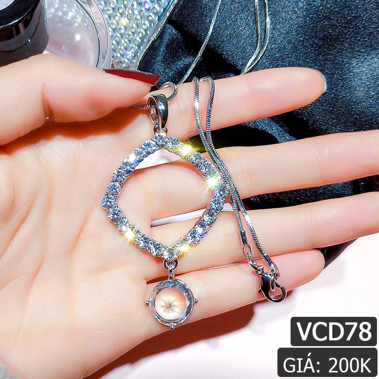Dây chuyền hình thoi đính đá tinh tế cam kết 100% như hình - dây chuyền thời trang phong cách hàn quôc - dây chuyền hình thoi đính đá thời thượng sang chảnh - dây chuyền nữ tính sang trọng chất liệu cao cấp giá tốt