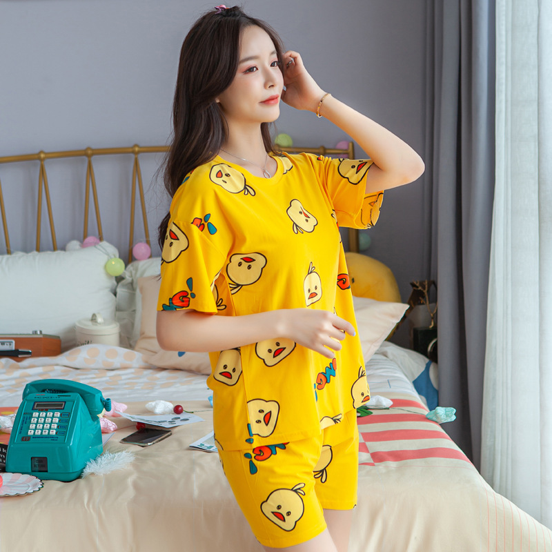 [Sale TẾT 3 Ngày] Bộ đồ ngủ nữ ngắn tay, họa tiết VỊT VÀNG