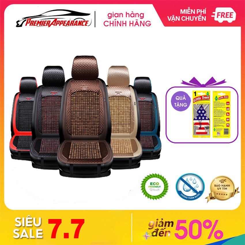 Combo 2 Tấm  Nệm Hạt Gỗ Lót Ghế Điều Hoà Oto, Chất Liệu Gỗ, Làm Mát Kèm Massage Tạo Cảm Giác Thoải Mái