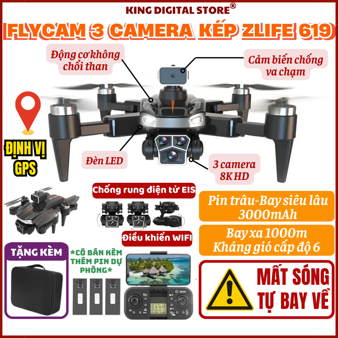 Flycam drone camera 8K ZLife 610 flycam GPS positioning 3 camera obstacle avoidance sensor-fly cam remote control more sjrc f11s 4K Pro, k998, Mavic 3 genuine pro_