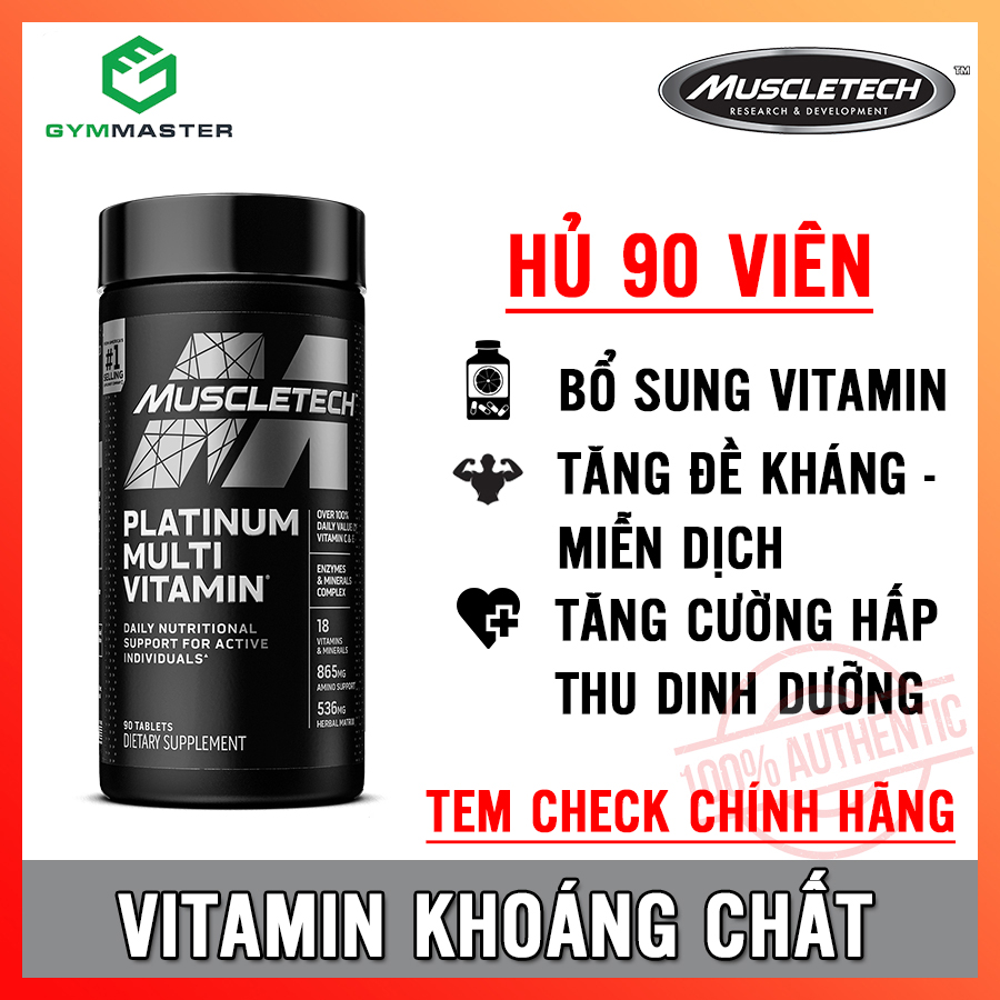Viên uống Vitamin tổng hợp bổ sung dưỡng chất Platinum Multi Vitamin MuscleTech - Hàng phân phối chính hãng 100%