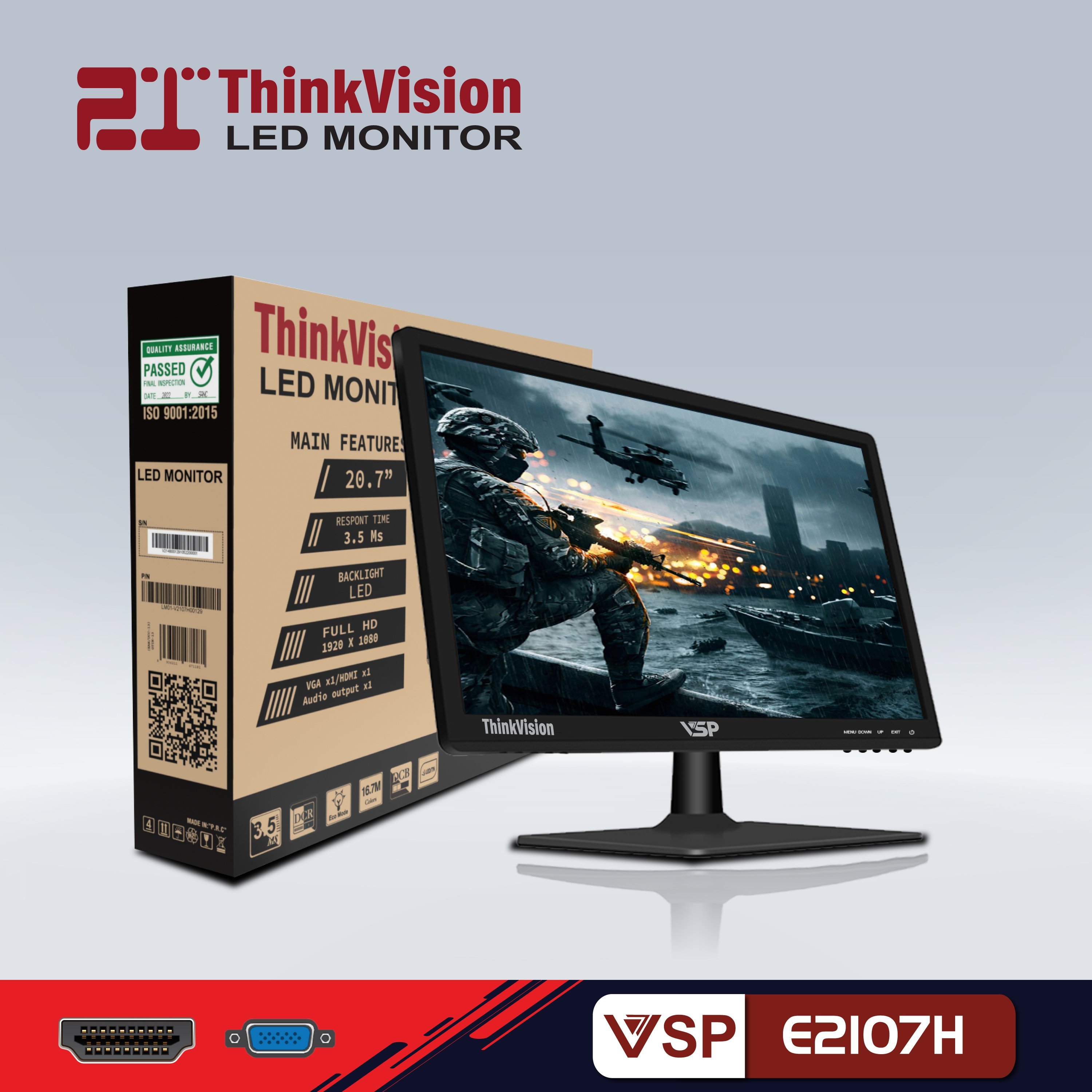 Màn hình led monitor vsp 21 inch e2107h full hd bh 24 tháng