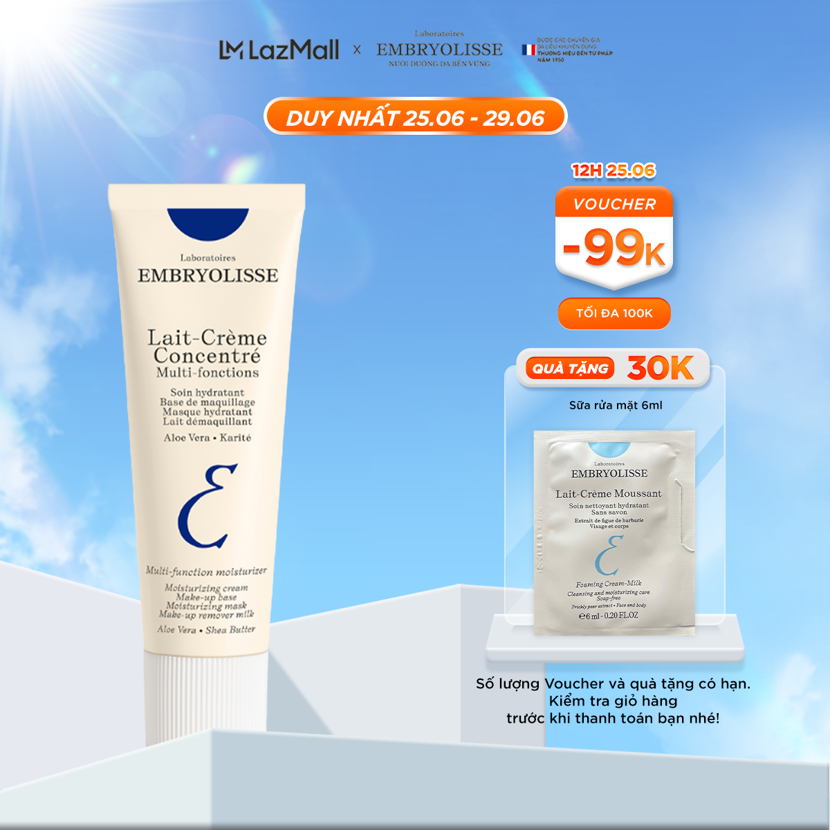 Sữa Dưỡng Ẩm Siêu Phục Hồi Embryolisse Lait Crème Concentré 30ml/75ml
