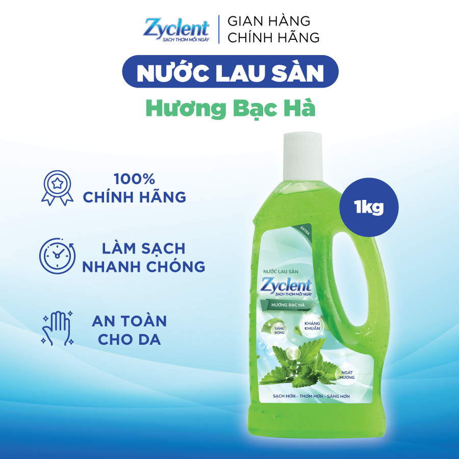 Nước Lau Sàn Zyclent Extra Hương Bạc Hà 1kg