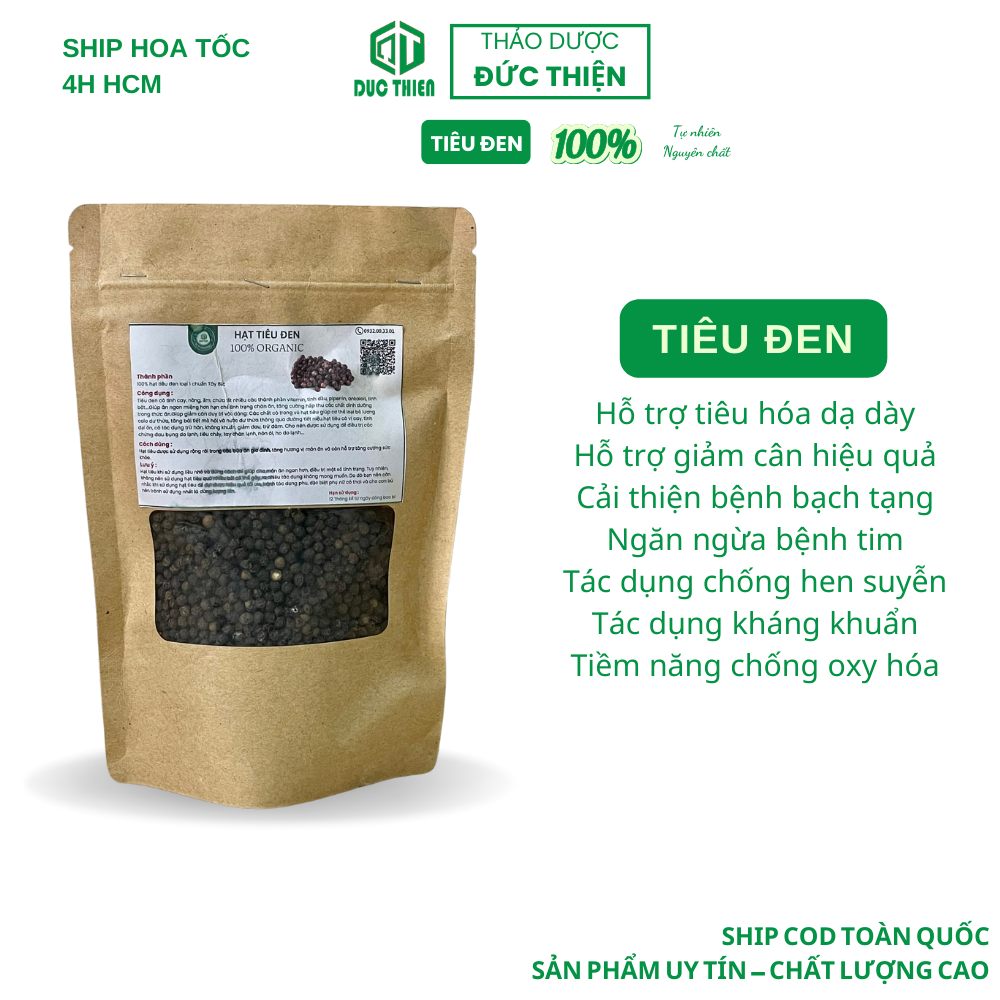 Tiêu đen nguyên hạt loại 1 - thơm cay nồng, đều hạt không lẫn bụi, làm gia vị nấu ăn