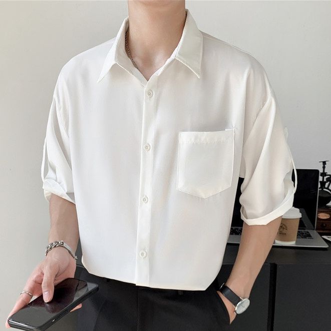 Áo sơ mi nam phối túi đính nút thời trang aric_men luxury