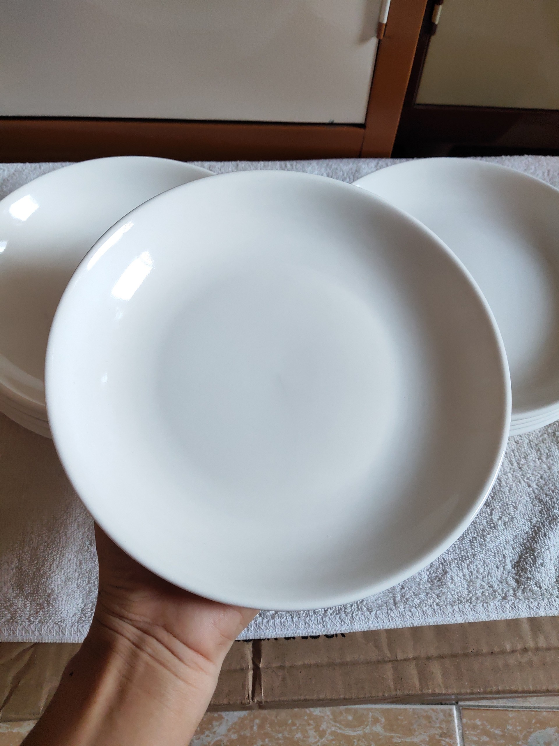 Combo 3 Đĩa sứ trắng cao cấp đường kính 20cm MS1